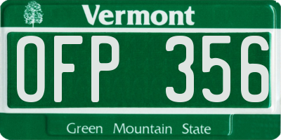 VT license plate OFP356