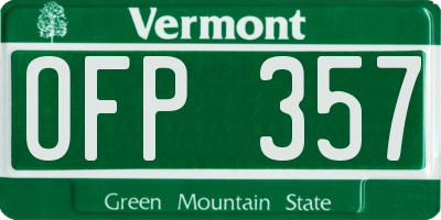 VT license plate OFP357