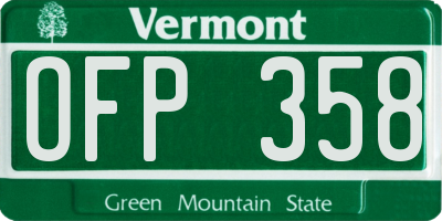 VT license plate OFP358