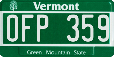VT license plate OFP359