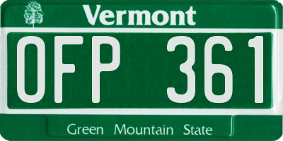 VT license plate OFP361