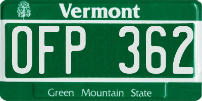 VT license plate OFP362