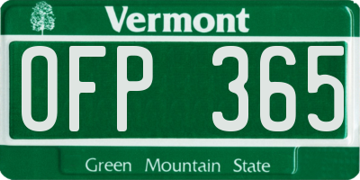 VT license plate OFP365