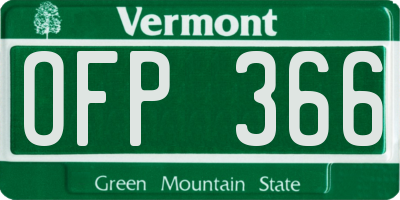 VT license plate OFP366
