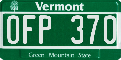 VT license plate OFP370