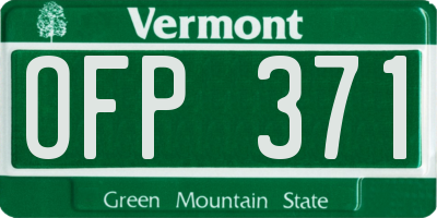 VT license plate OFP371