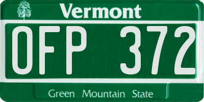 VT license plate OFP372