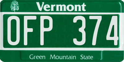 VT license plate OFP374