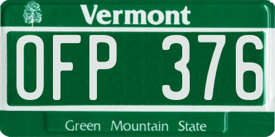 VT license plate OFP376