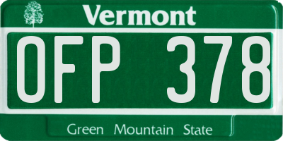 VT license plate OFP378