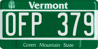 VT license plate OFP379