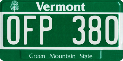 VT license plate OFP380