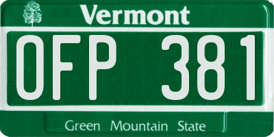 VT license plate OFP381