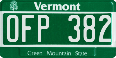 VT license plate OFP382