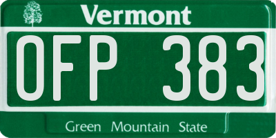 VT license plate OFP383