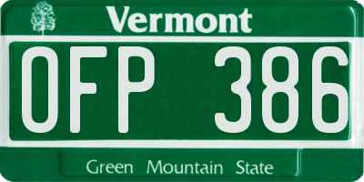 VT license plate OFP386