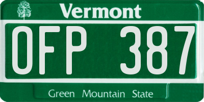 VT license plate OFP387