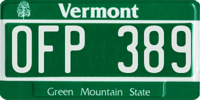 VT license plate OFP389