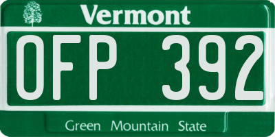 VT license plate OFP392