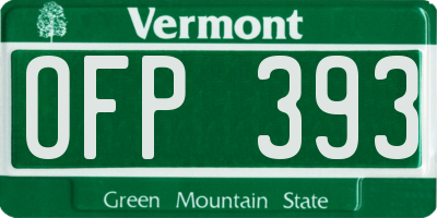 VT license plate OFP393