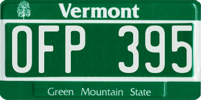 VT license plate OFP395