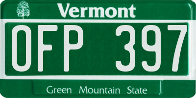 VT license plate OFP397