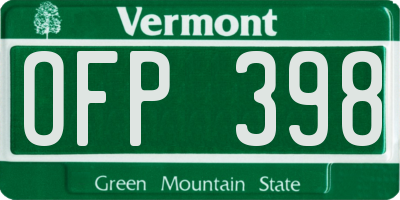 VT license plate OFP398