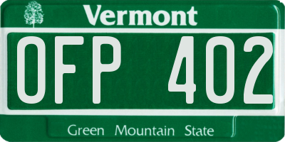 VT license plate OFP402
