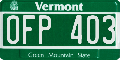 VT license plate OFP403
