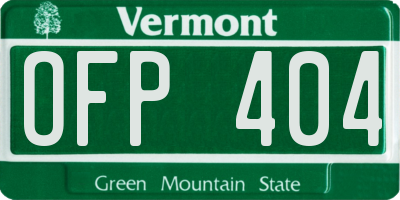 VT license plate OFP404