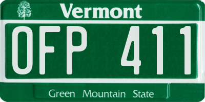 VT license plate OFP411