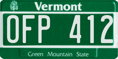 VT license plate OFP412
