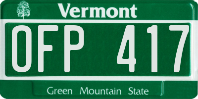 VT license plate OFP417