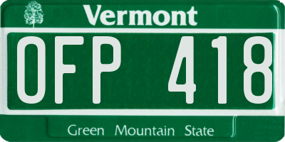 VT license plate OFP418