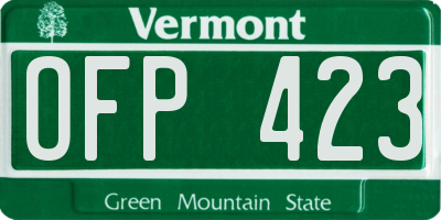 VT license plate OFP423