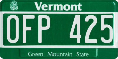 VT license plate OFP425