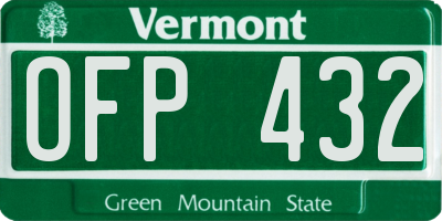 VT license plate OFP432