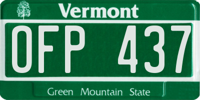 VT license plate OFP437