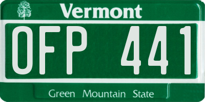 VT license plate OFP441