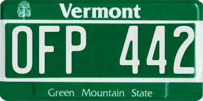 VT license plate OFP442