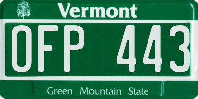 VT license plate OFP443