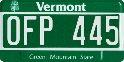 VT license plate OFP445