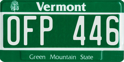 VT license plate OFP446