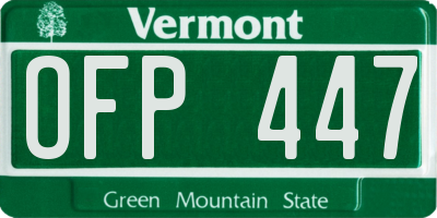 VT license plate OFP447