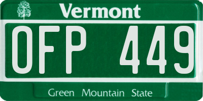 VT license plate OFP449