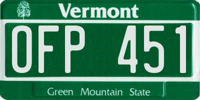 VT license plate OFP451