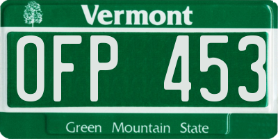 VT license plate OFP453