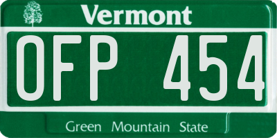 VT license plate OFP454