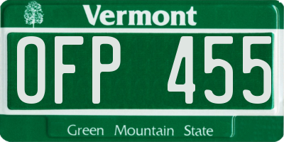 VT license plate OFP455