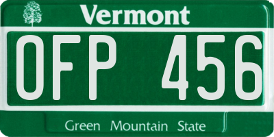 VT license plate OFP456
